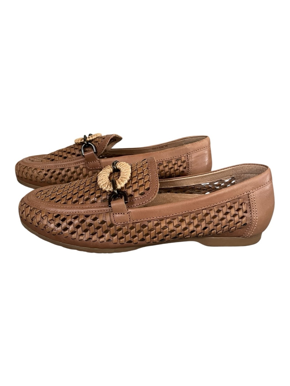 Brioso Women's Woven Loafer Flats‎ in Light Brown with Decorative Buckle Size 10